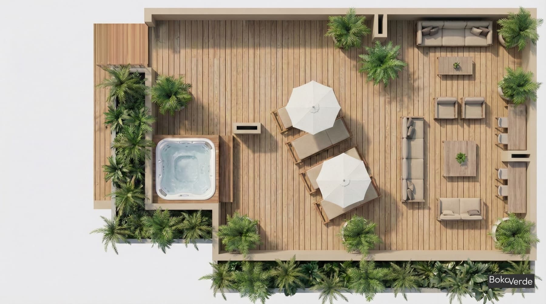 Rooftop terrace plan at Boka Verde