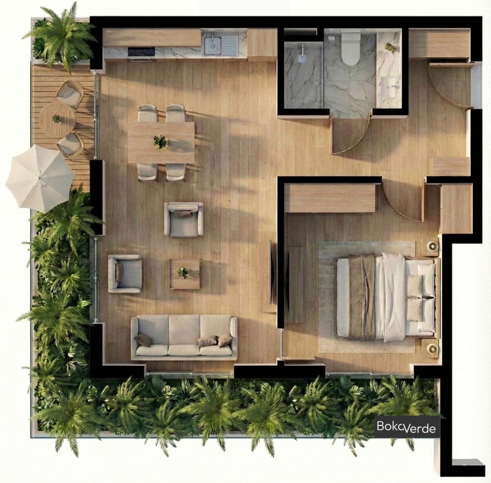 Garden residence floor plan at Boka Verde