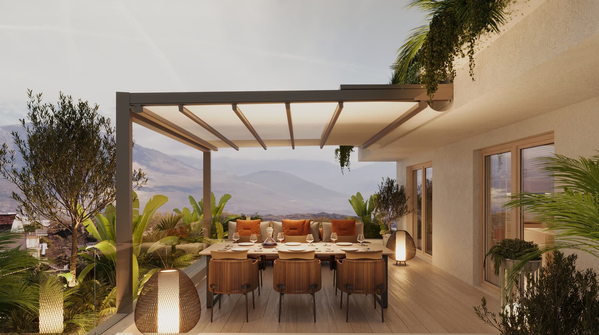 Outdoor dining terrace at Boka Verde