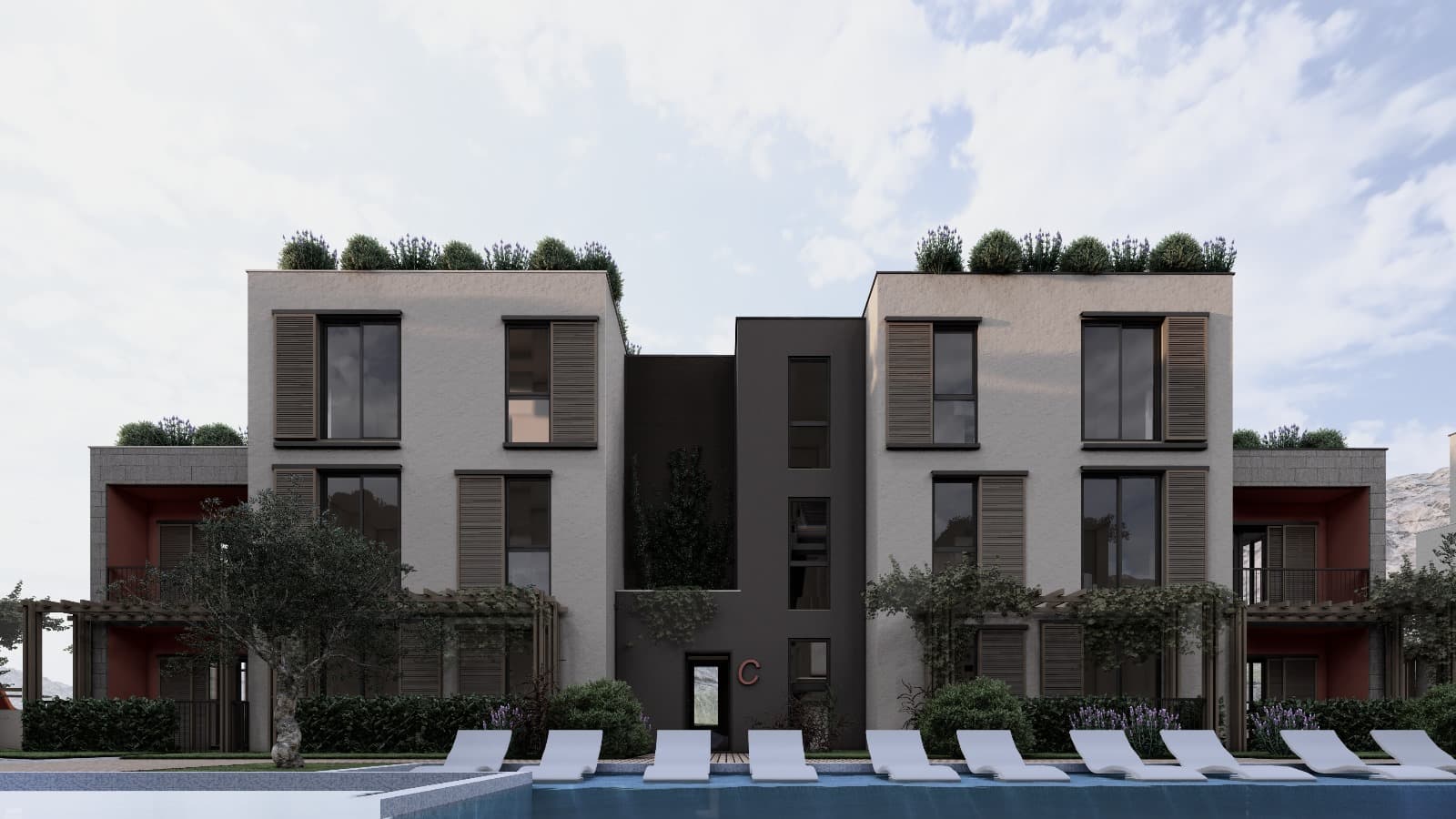 Palm City Fassade am Pool
